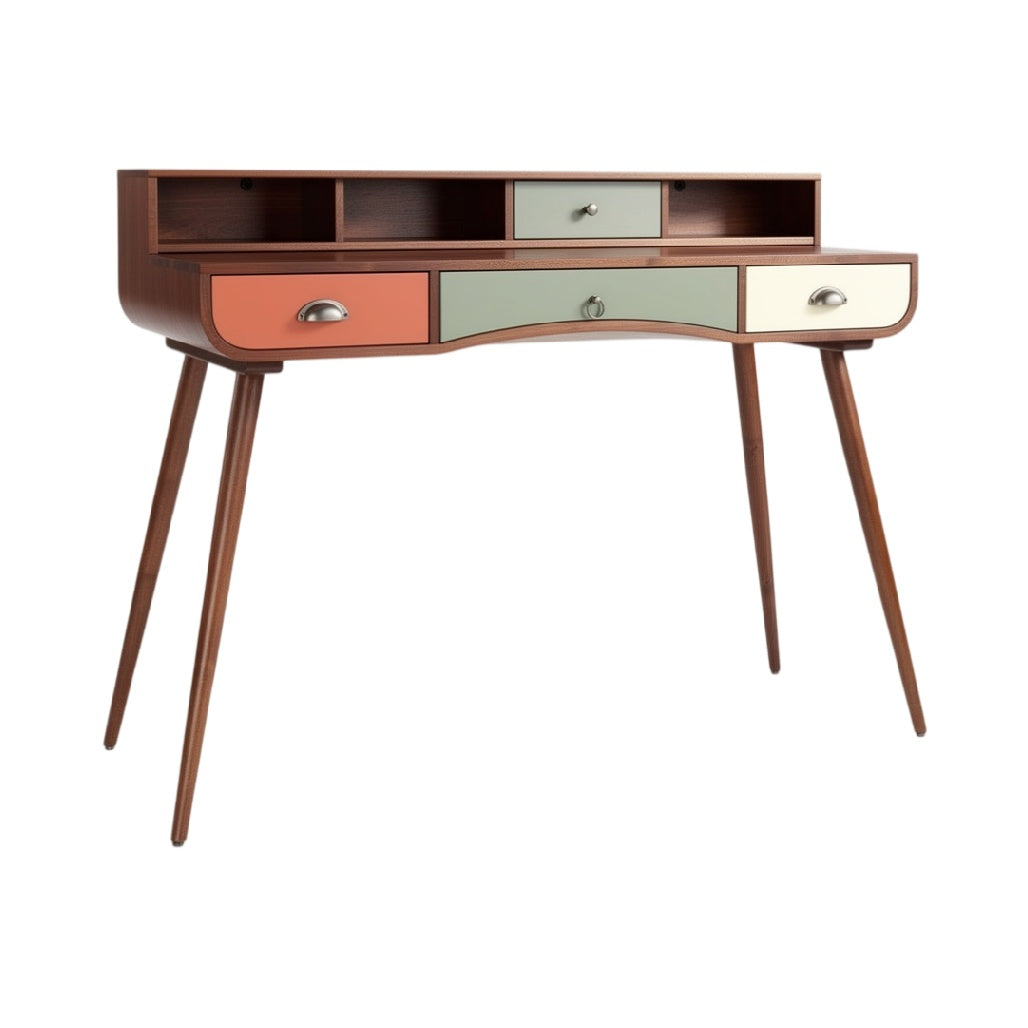 **Bureau moderne en bois avec tiroirs colorés**