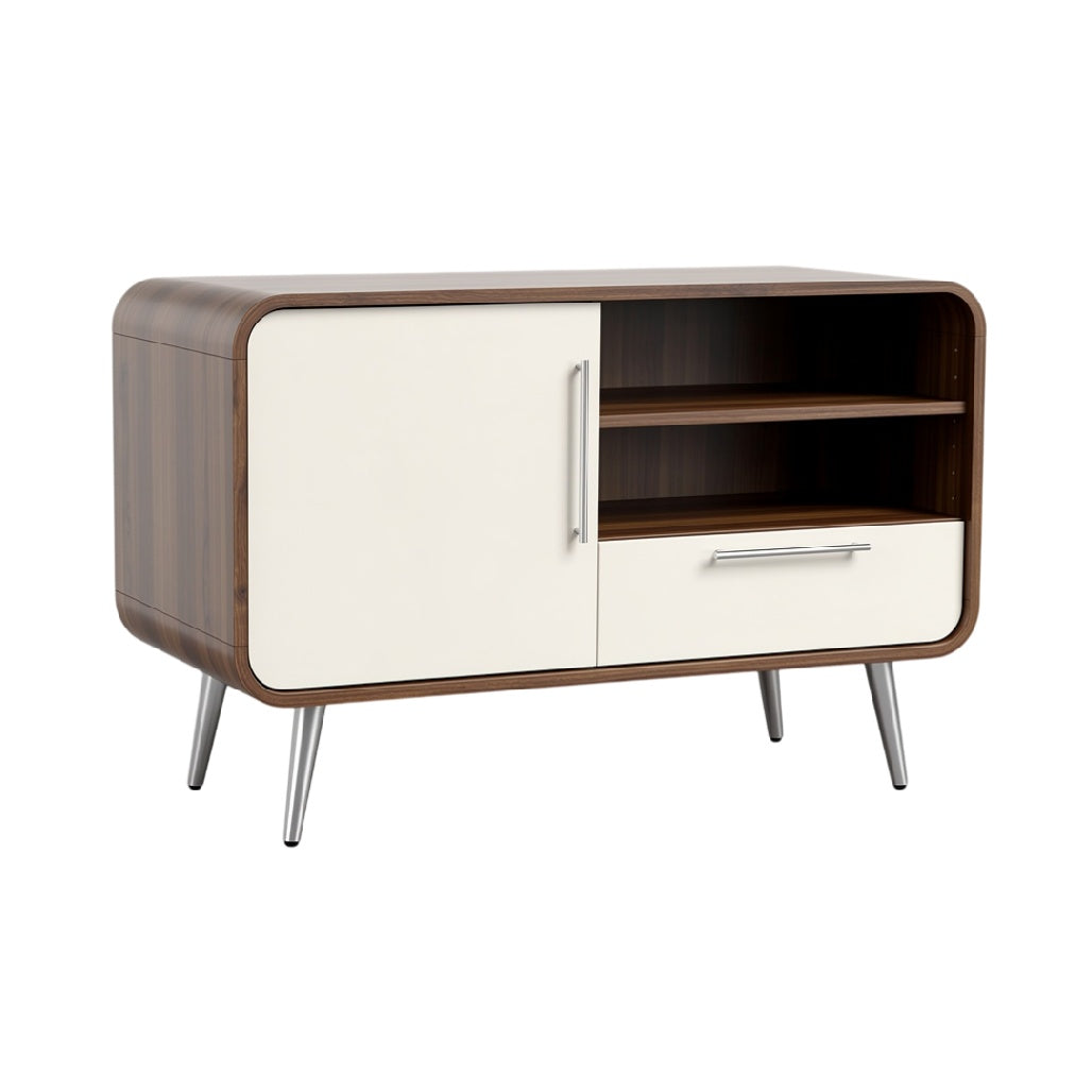 **Meuble de rangement moderne en bois avec portes et étagères**