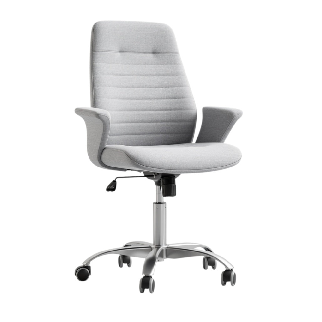 **Chaise de bureau ergonomique réglable en gris avec roulettes**