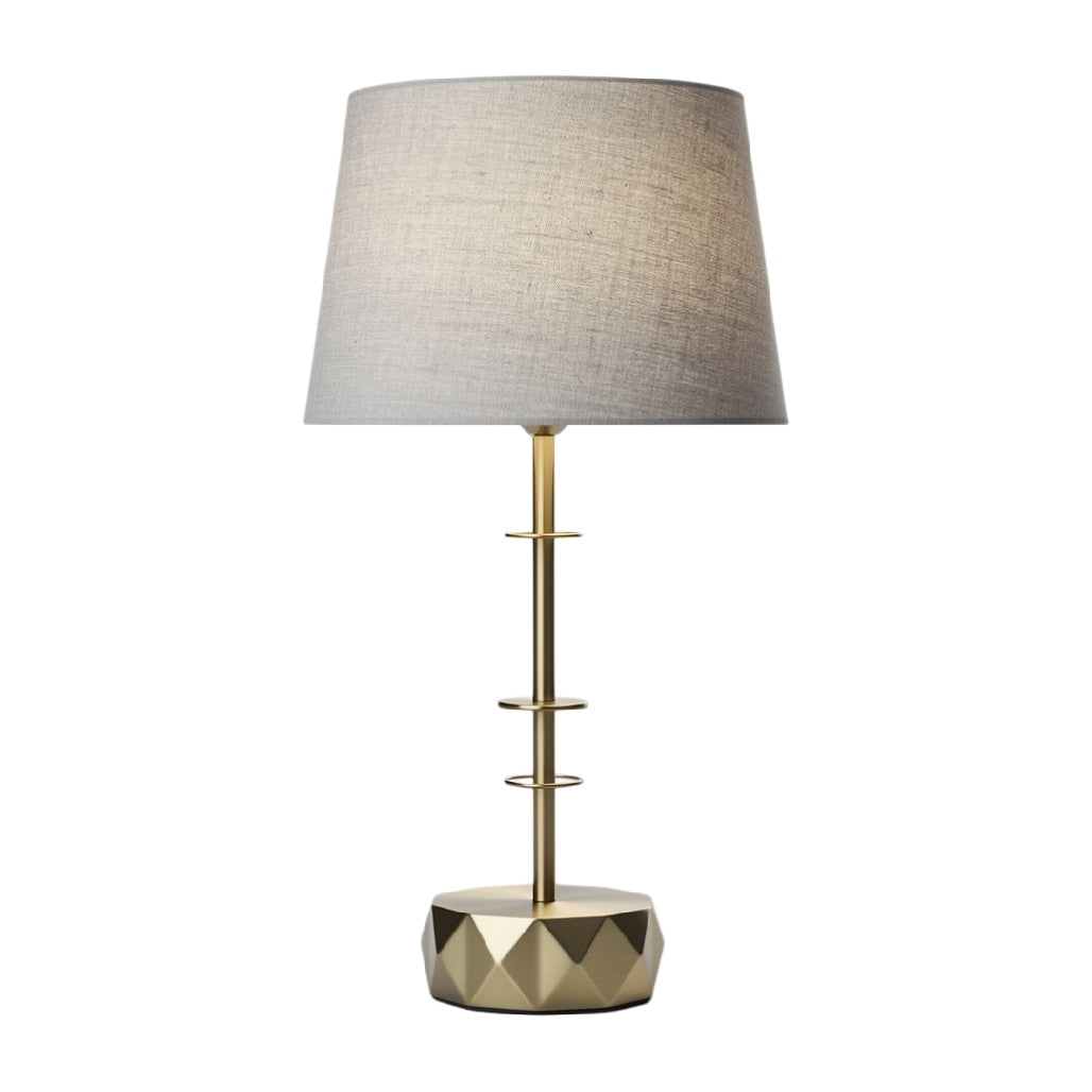 **Lampe de table moderne avec abat-jour en lin et base en métal doré**