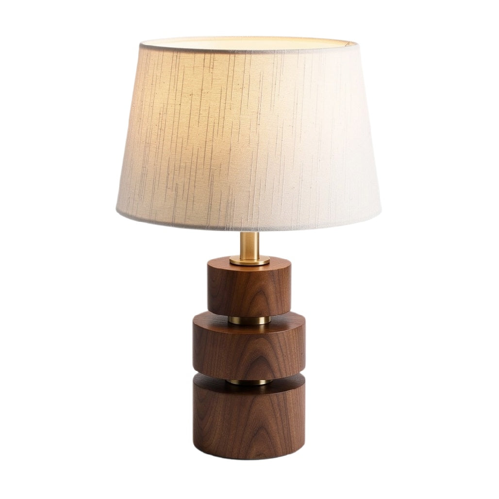**Lampe de table moderne en bois avec abat-jour en tissu**