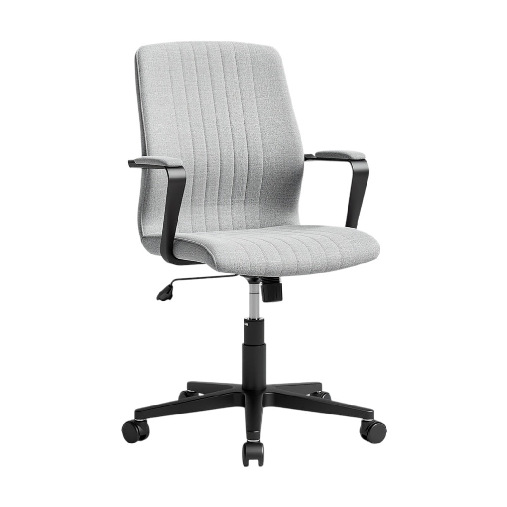 **Fauteuil de bureau ergonomique à roulettes - Tissu gris, réglable en hauteur**