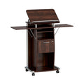 **Titre technique : Bureau mobile en bois avec plateau inclinable et rangements intégrés**